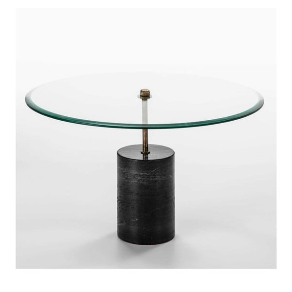 Masă de cafea din sticlă și marmură Thai Natura Johny, Ø 81 cm, negru