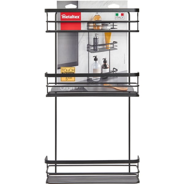 Raft de baie cu trei nivele Metaltex Origin, negru-image-2