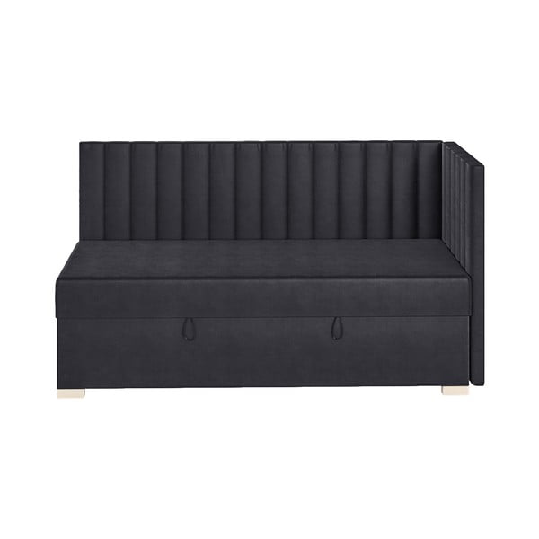 Pat pentru copii  albastru închis pe colț cu spațiu de depozitare cu saltea 90x200 cm Snugi – Ghado