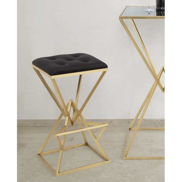 Scaun de bar negru/auriu tapițat (înălțime șezut 75 cm) Piramid – Mauro Ferretti-image-3