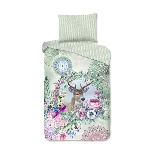 Lenjerie de pat verde din flanelă pentru pat de o persoană 140x200 cm Romini – HIP