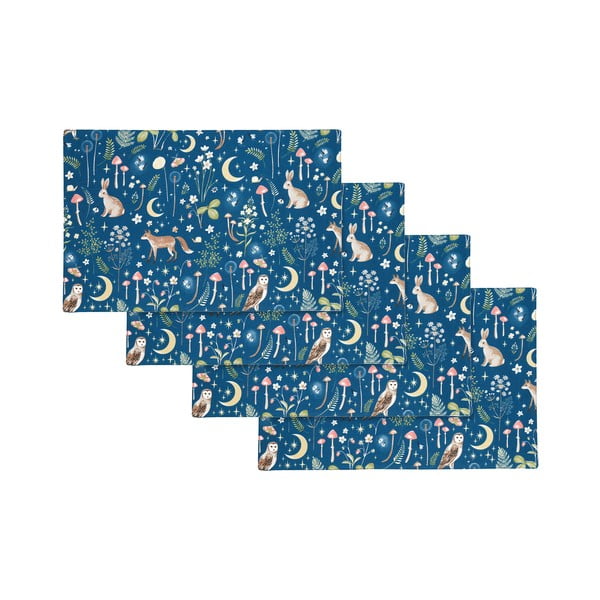 Suporturi pentru farfurii 4 buc. din bumbac 30x46 cm Enchanted Twilight Animals – Catherine Lansfield