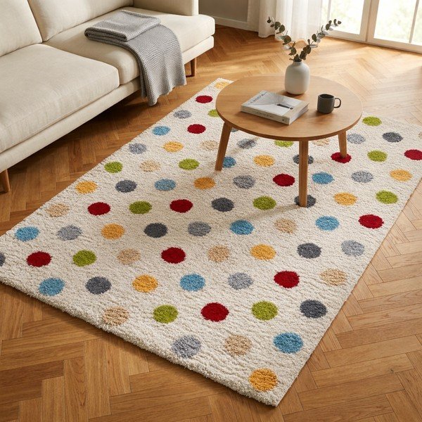 Covor crem 133x190 cm Norge Dots – Universal-image-1