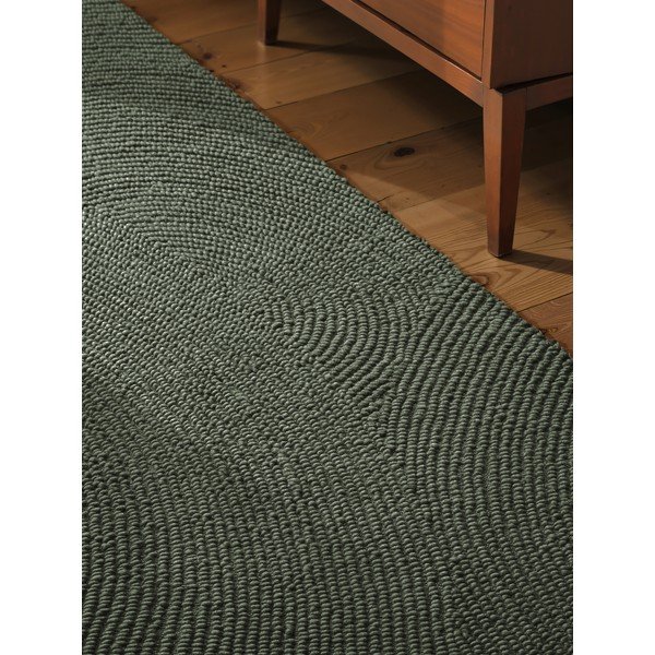 Covor tip traversă verde închis țesut manual din lână 80x300 cm Calmio – Hanse Home-image-1
