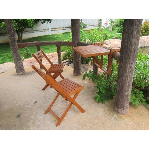 Set 2 scaune și măsuță de agățat pentru balcon din lemn de eucalipt Balcony Berkeley - Garden Pleasure-image-1