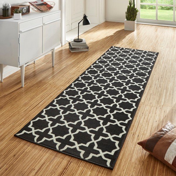 Covor tip traversă Hanse Home Basic Glam, 80x200 cm, negru-alb-image-1