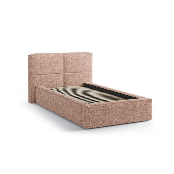 Pat roz tapițat cu spațiu de depozitare cu somieră 90x200 cm Darren – Micadoni -image-2