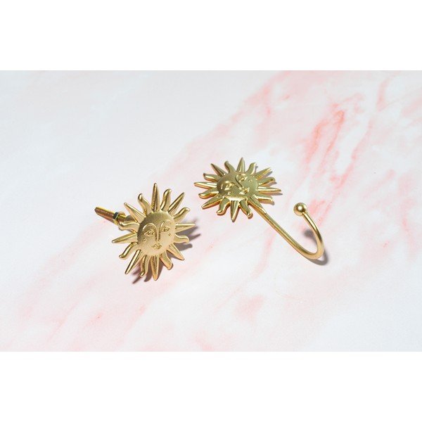 Cârlig auriu de montat pe perete din metal Sun – Sass & Belle-image-3
