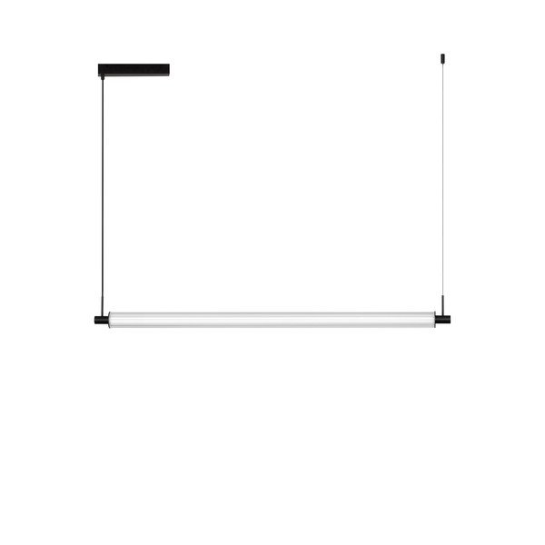 Lustră negru-mat LED cu intensitate reglabilă din aluminiu cu abajur din sticlă Glovia – Nova Luce