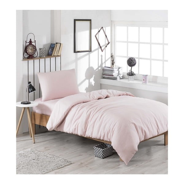 Lenjerie cu cearșaf pentru pat de o persoană Cute Pink 160 x 220 cm