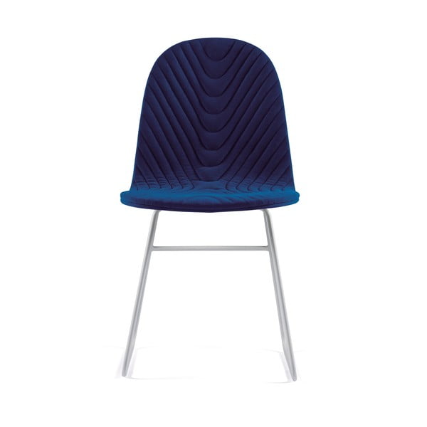 Scaun cu picioare metalice Iker Mannequin V Wave, albastru închis