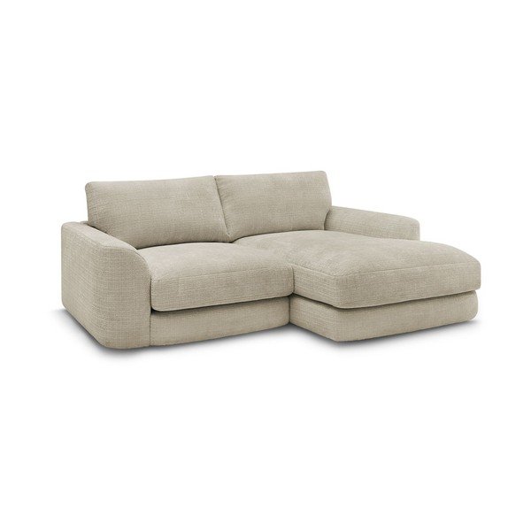 Colțar bej cu tapițerie din chenille (cu colț pe partea dreaptă/cu șezlong) Leonore – Bobochic Paris