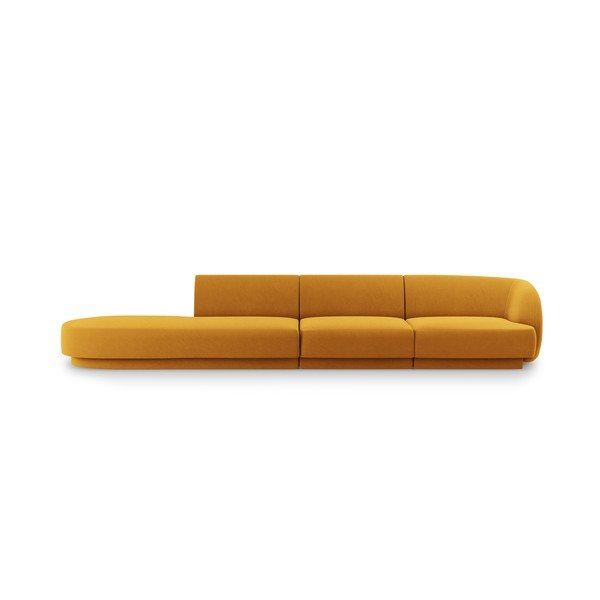 Canapea galben-muștar cu tapițerie din catifea 302 cm Miley – Micadoni Home