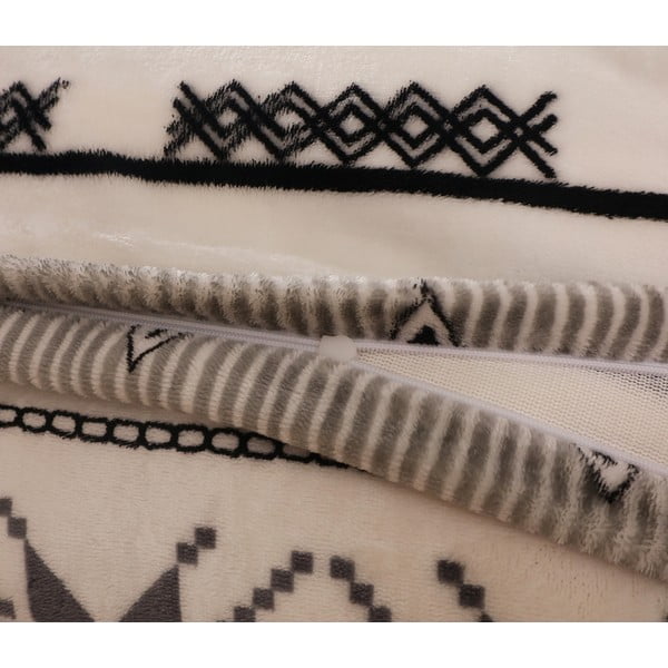 Lenjerie de pat neagră-crem din micropluș pentru pat de o persoană 140x200 cm – My House-image-4