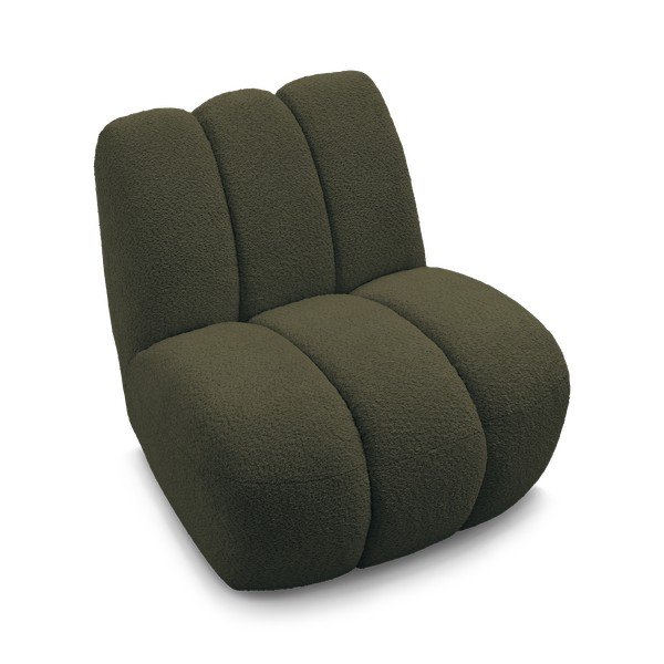 Fotoliu verde cu tapițerie din țesătură bouclé Janissaire – Bobochic Paris-image-4