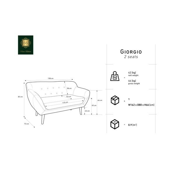 Canapea cu 2 locuri Mazzini Sofas AMELIE, roz-image-1