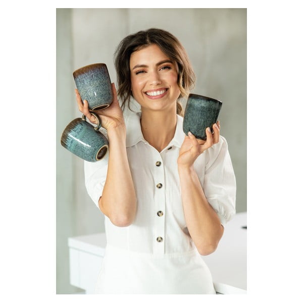 Cană din gresie ceramică Villeroy & Boch Like Lave, 400 ml, turcoaz - maro-image-3