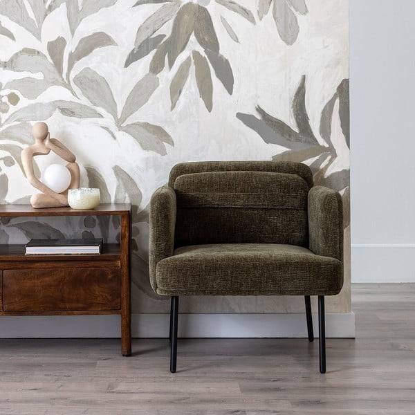 Fotoliu bej cu tapițerie din chenille Bind – Ixia-image-1