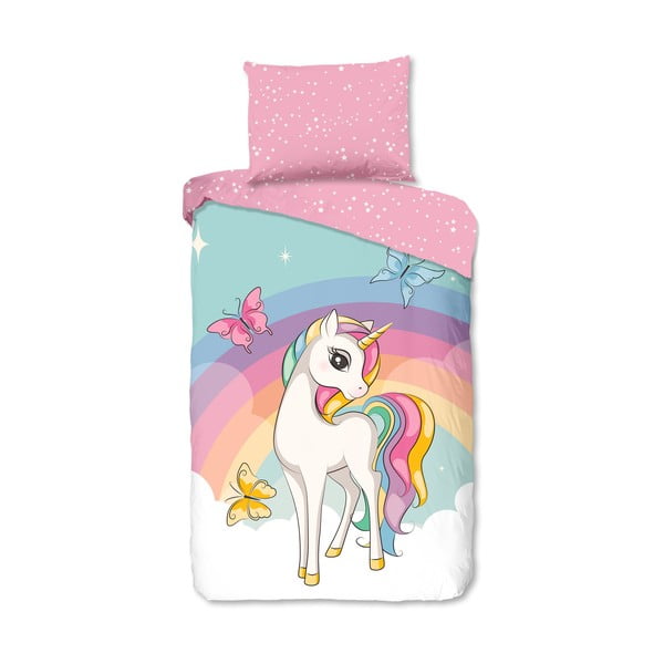 Lenjerie de pat pentru copii roz din bumbac pentru pat de o persoană 140x200 cm Dash – Good Morning