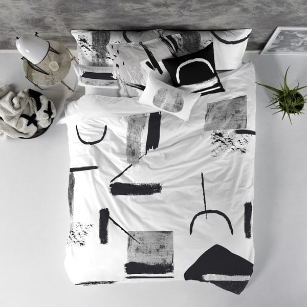 Husă din bumbac pentru pilotă Blanc Shapes, 200 x 200 cm-image-2