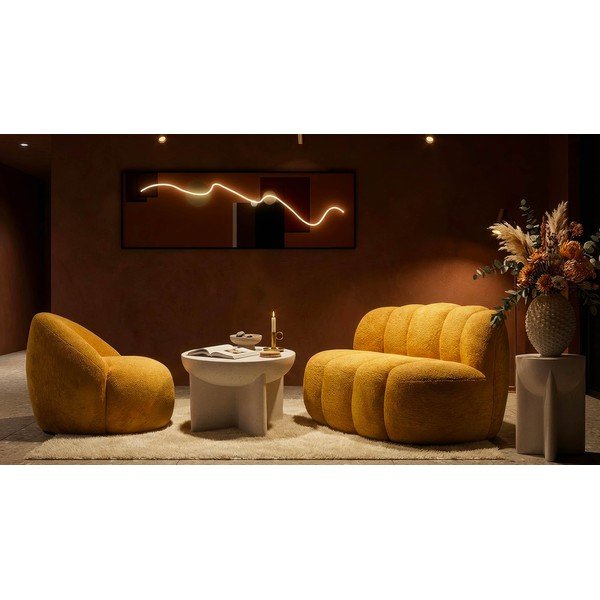 Fotoliu galben muștar cu tapițerie din țesătură bouclé Ginerva – Mauro Ferretti-image-1