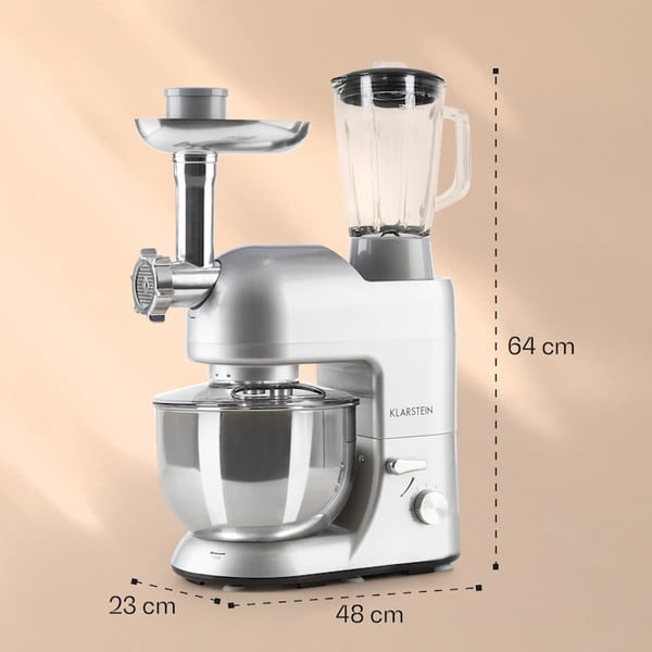 Robot de bucătărie multifuncțional Klarstein Lucia Argentea, gri-image-2