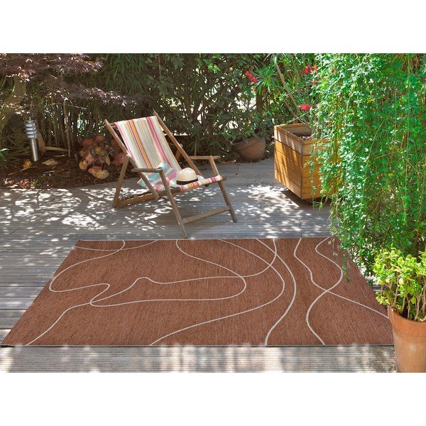 Covor de exterior din amestec de bumbac Universal Doodle, 154 x 230 cm, portocaliu-image-1