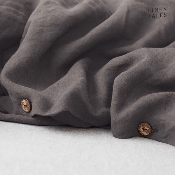 Husă pentru pilotă din in Linen Tales, 140 x 200 cm, gri închis-image-1