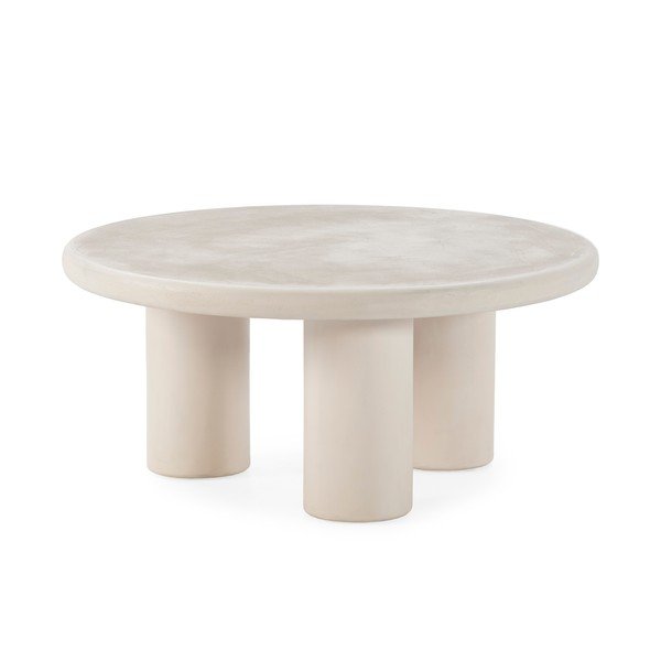 Măsuță de cafea crem rotundă cu aspect de piatră ø 80 cm Iriel – MOME-image-2