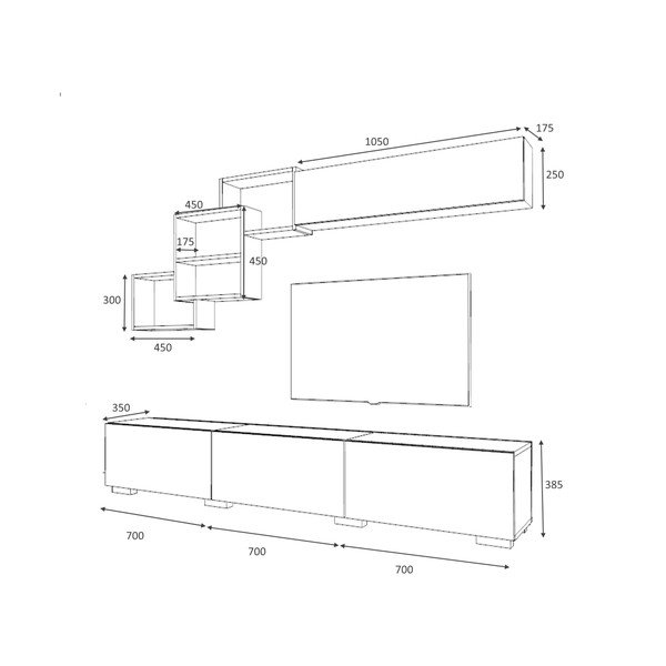 Masă TV albă 210x40 cm Fly - Gauge Concept-image-3