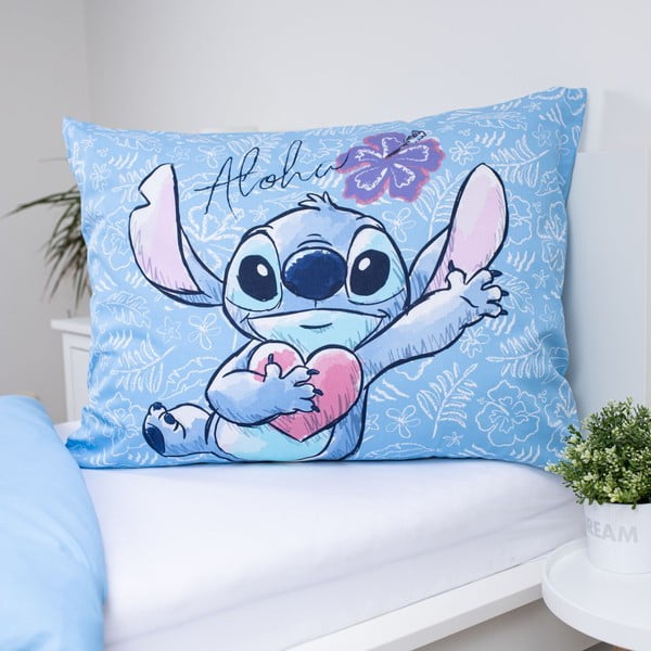Lenjerie de pat pentru copii albastră din bumbac pentru pat de o persoană 140x200 cm Lilo and Stitch "Wave" – Jerry Fabrics-image-4