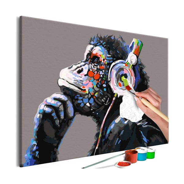 Set DIY pentru crearea unei picturi pe pânză Artgeist Musical Monkey, 60 x 40 cm