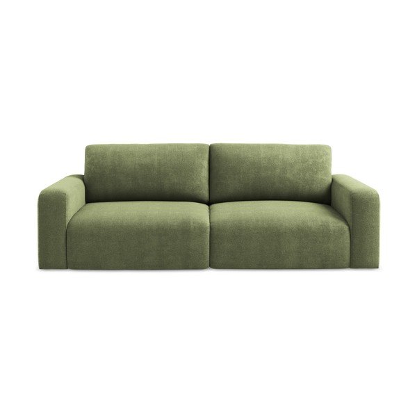 Canapea verde extensibilă/cu spațiu de depozitare cu tapițerie din chenille 252 cm Kona – Makamii