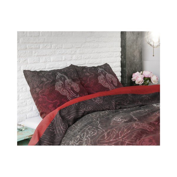  Lenjerie de pat din micropercal Sleeptime Modern Paisley, 140 x 220 cm, roșu-negru-image-1