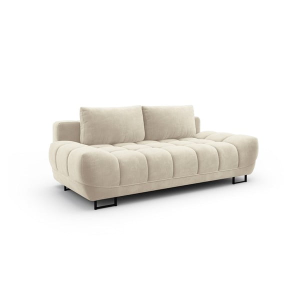 Canapea extensibilă cu 3 locuri și tapițerie de catifea Windsor & Co Sofas Cirrus, bej-image-3