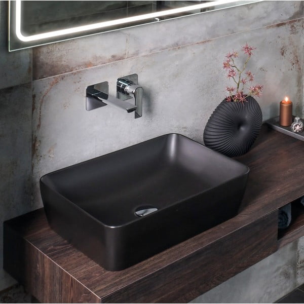 Baterie negru-mat pentru chiuvetă încastrată (1 ieșire) Pax – Sapho-image-1