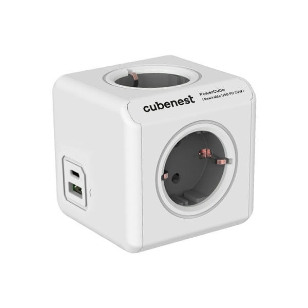 Priză 13 cm PowerCube ReWirable USB Schuko – Cubenest