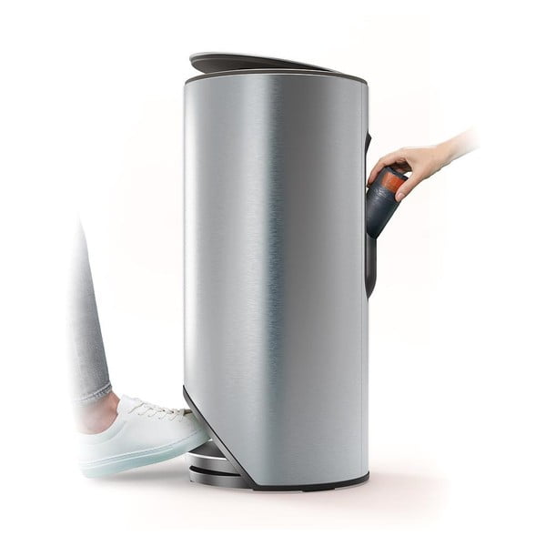 Coș de gunoi argintiu lucios cu pedală din oțel inoxidabil 30 l Arc – Joseph Joseph-image-4