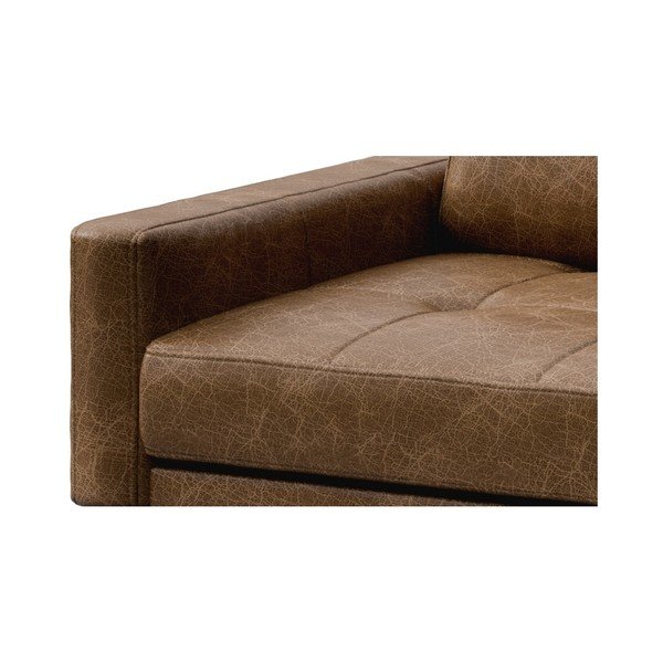 Colțar din piele cu șezlong pe partea dreaptă MESONICA Musso Tufted, maro-image-4
