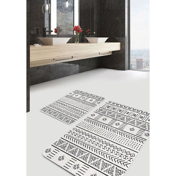 Covorașe de baie negre-albe 2 buc. 60x100 cm – Mila Home-image-3