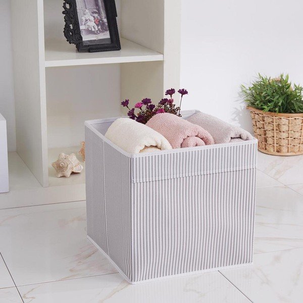 Cutie de depozitare gri din material textil 30x30x30 cm – Mioli Decor-image-1