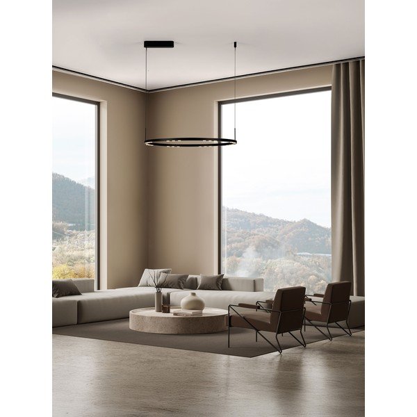 Lustră negru-mat LED cu intensitate reglabilă din aluminiu ø 80 cm Lunette – Nova Luce-image-1