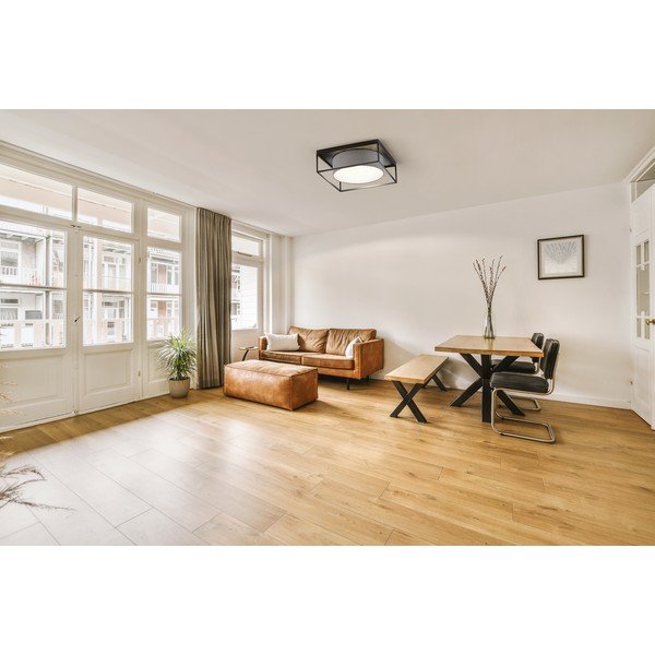 Plafonieră neagră/gri cu abajur textil 60x60 cm Carre – Fischer & Honsel-image-1