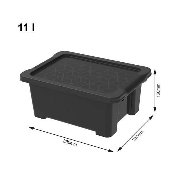 Cutie de depozitare  negru lucios din plastic cu capac Evo Easy - Rotho-image-1