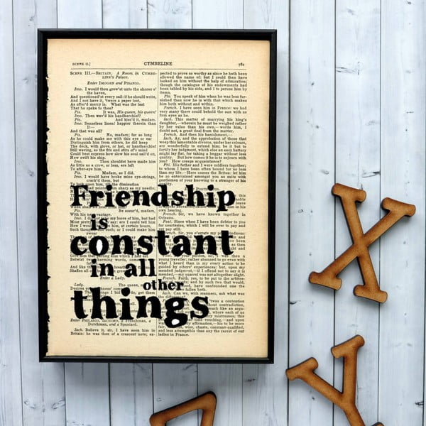 Poster cu ramă din lemn Bookishly Shake Friendship