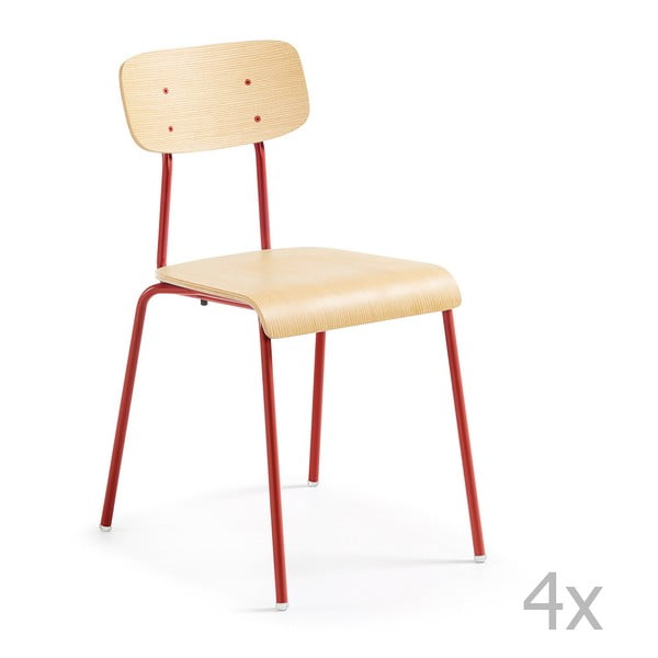 Set 4 scaune La Forma Klee, maro-roșu