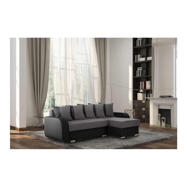 Canapea cu șezlong partea dreaptă Interieur De Famille Paris Destin, gri - negru-image-4