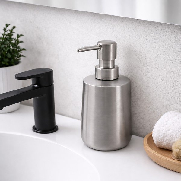 Dozator de săpun lichid argintiu mat din oțel inoxidabil 450 ml – Orion-image-1