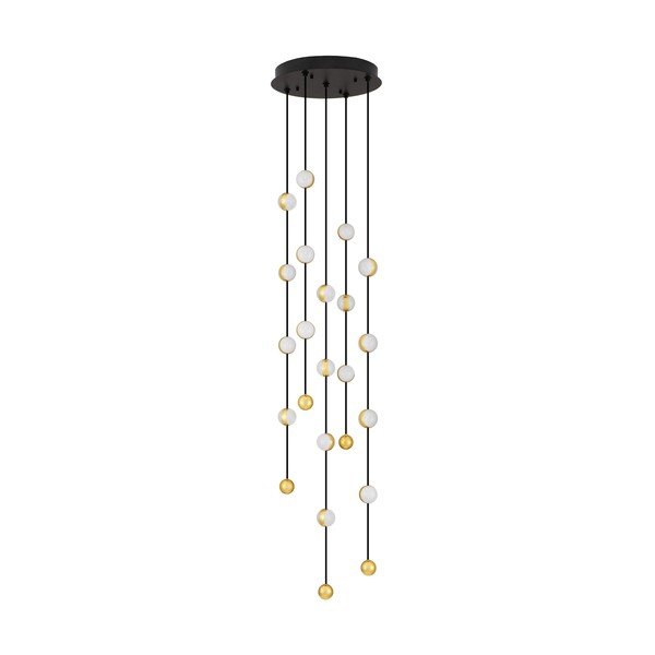 Lustră negru-mat LED cu intensitate reglabilă din aluminiu cu abajur din sticlă acrilică ø 38 cm Alcinoe – Nova Luce