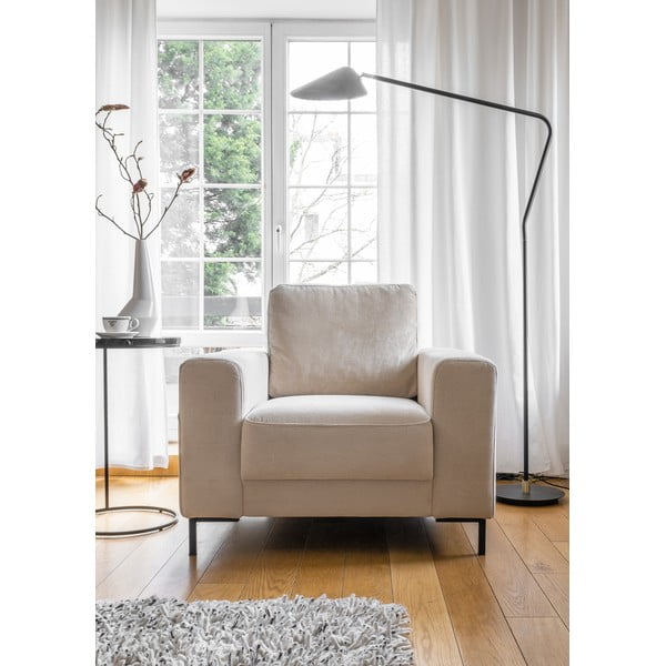 Fotoliu bej cu tapițerie din catifea reiată Lofty Lilly – Miuform-image-1